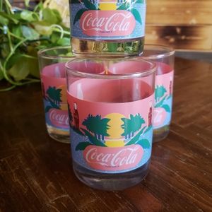 4 Coca Cola Drinking Glasses Coke Tumblers Summertime Beach🌅